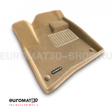 Текстильные 3D коврики Euromat3D Business в салон для Audi Q7 (2005-2014) № EMC3D-001105T Бежевый