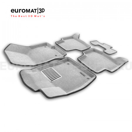 Текстильные 3D коврики Euromat3D Lux в салон для Skoda Octavia A7 (2013-2020) № EM3D-004507S Светло-серые